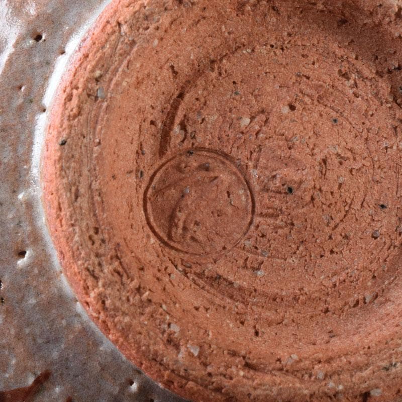 茶道具　京焼　中村良二作　灰釉　芒図　茶碗　共布共箱　C　7446