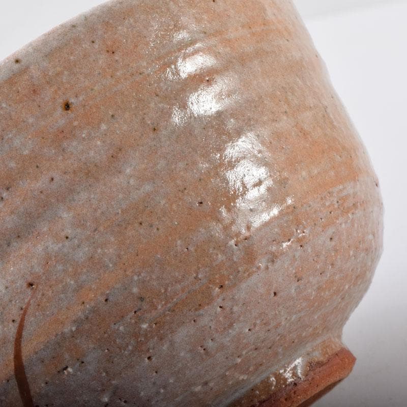 茶道具　京焼　中村良二作　灰釉　芒図　茶碗　共布共箱　C　7446