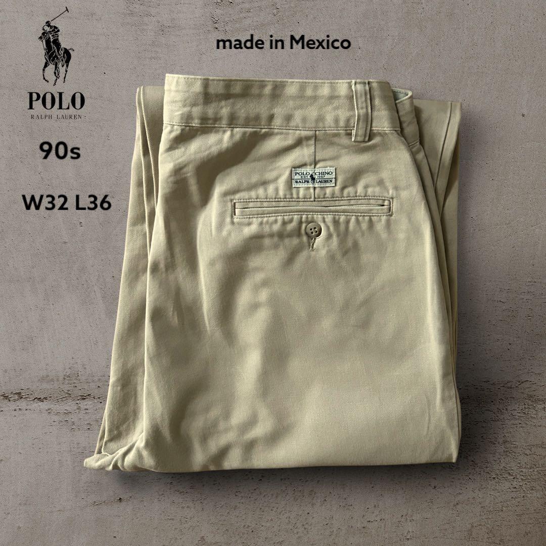 PoloRalphLaurenANDREW90sポロチノ2タックベージュW32