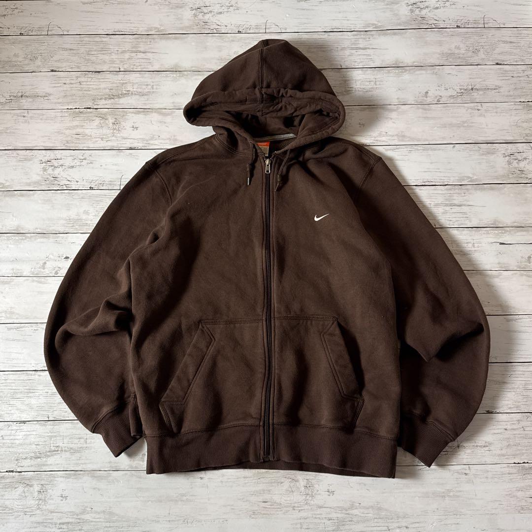r*a様 NIKE フルジップ パーカー L ブラウン 刺繍ロゴ パキスタン製