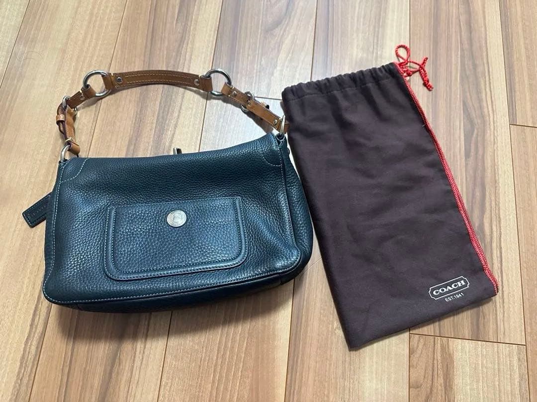 【未使用】COACHショルダーバッグ 8A38 ブラック レザー 保存袋付き