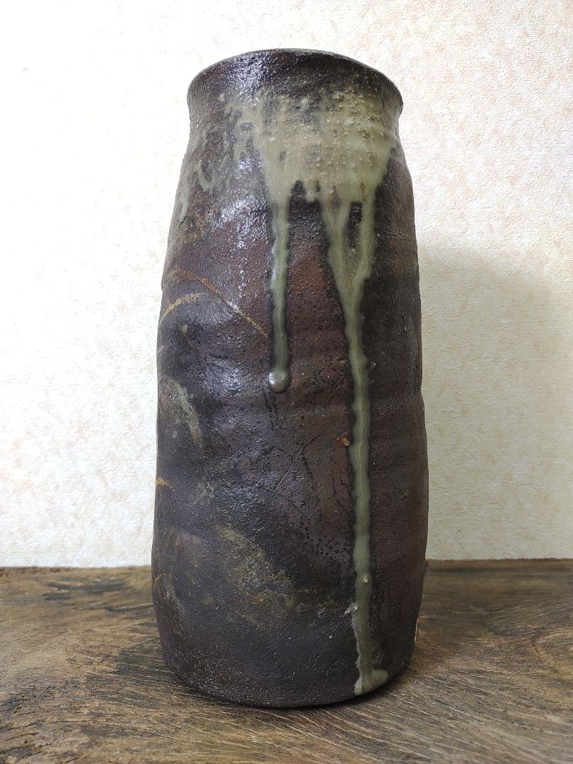 廣永窯　坪島土平　むさしの文　花入