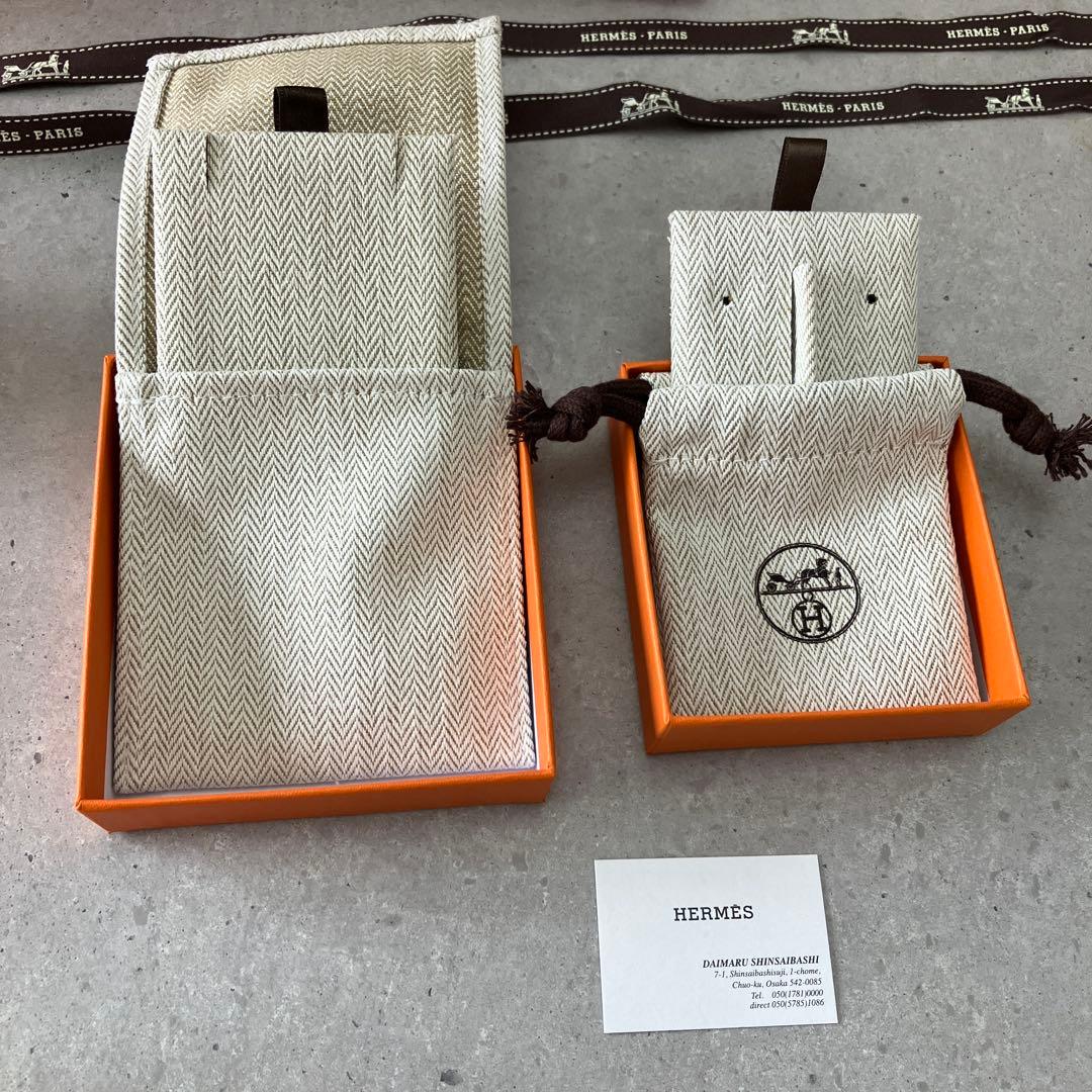 【空箱】エルメス　ミニポップH ピアス・ネックレス空箱ケース　巾着