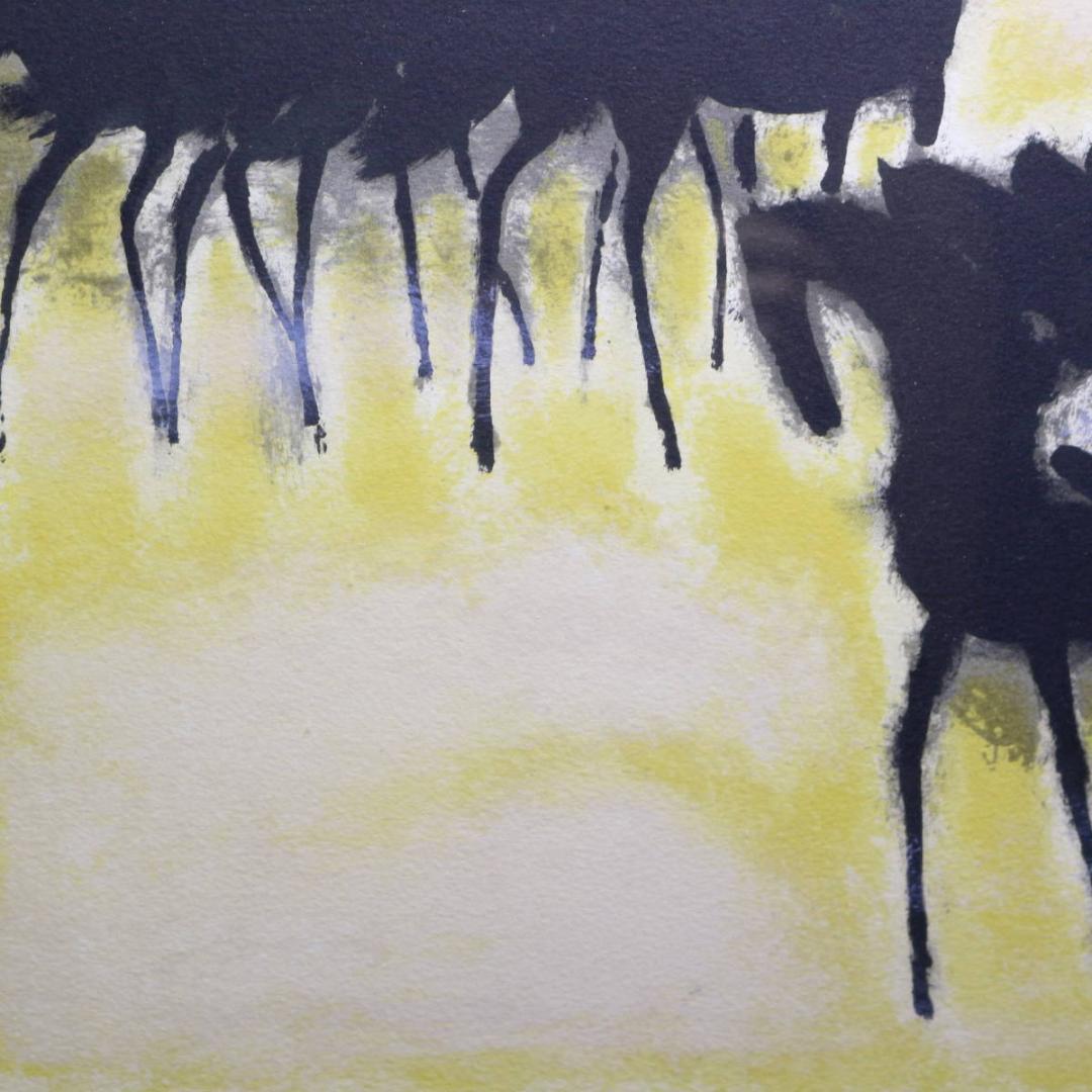 『ソミュールの黒い馬』Andre Brasilier リトグラフ 石版画 額装