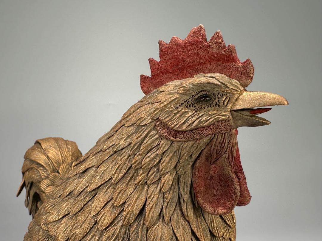 台湾陶磁　作家品　郭金蒼　在銘　鶏　置物　縁起物