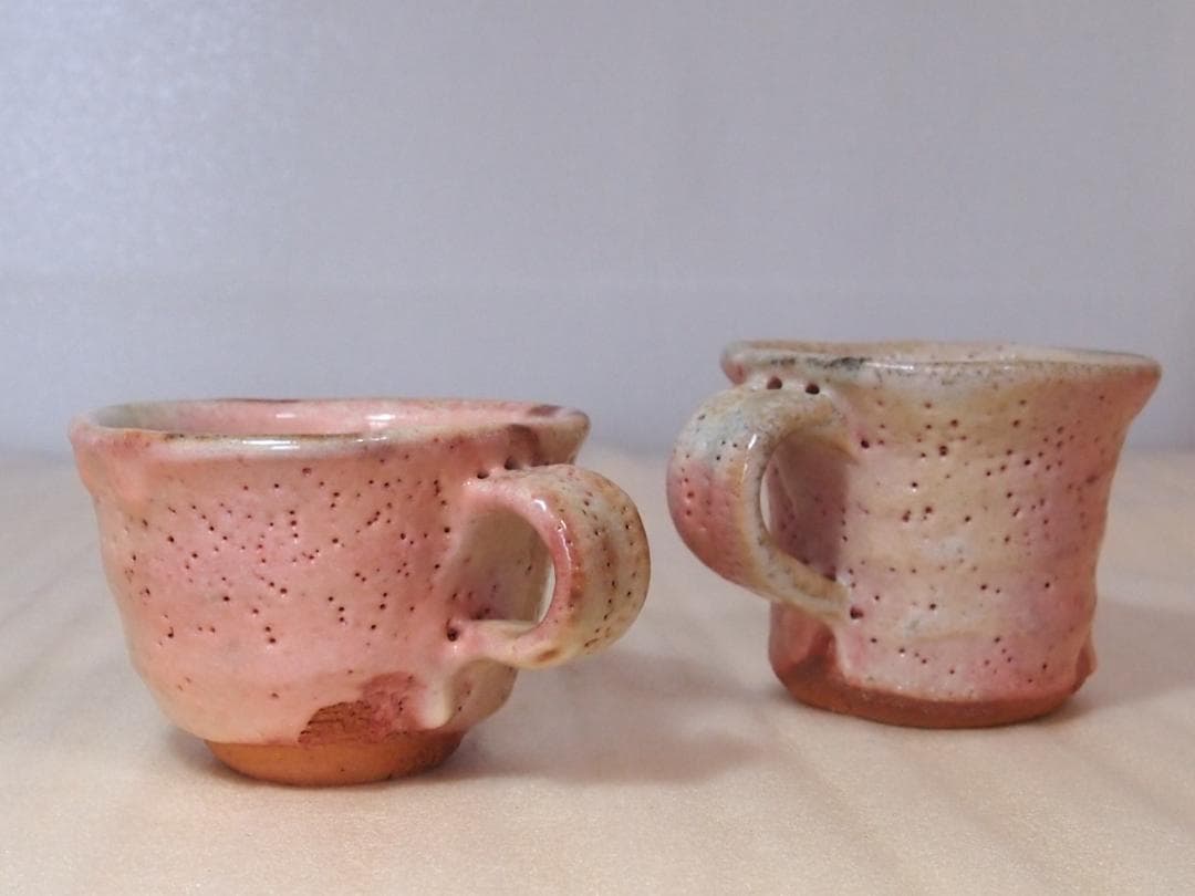 【未使用】志野 半桂窯 石坂徳平 コーヒーカップ2客/ペア 珈琲碗/ティーカップ