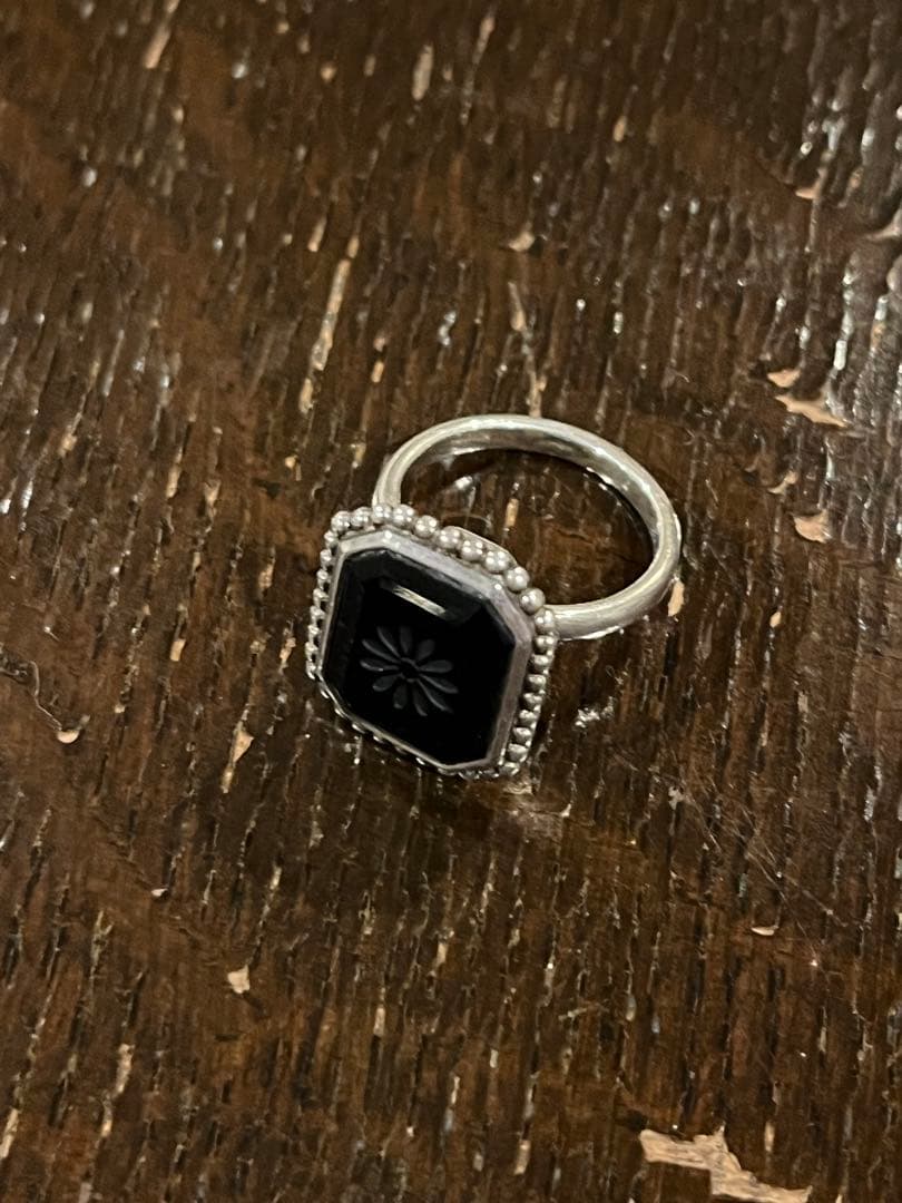 OLD TIFFANY ブラック オニキス デイジー シルバー11号くらい美品