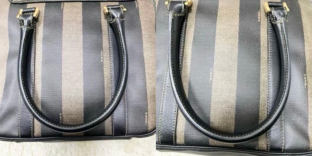 美品 フェンディ ペカン ヴィンテージハンドバッグ PVCレザー