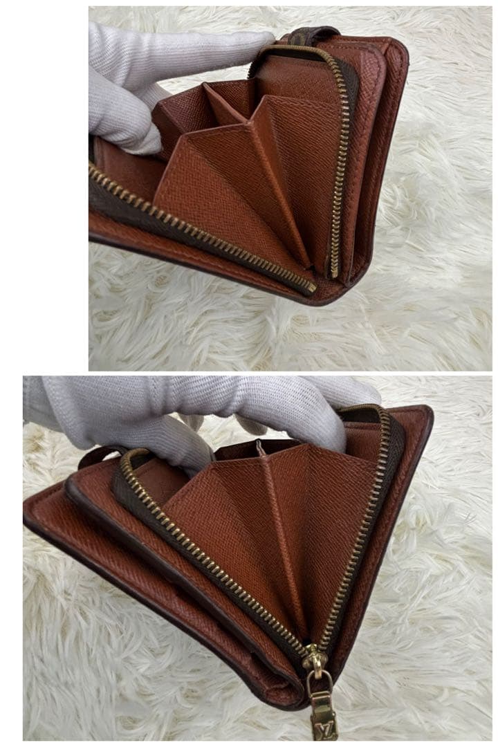 ルイ ヴィトン モノグラム コンパクトジップ ラウンドジップ ブラウン