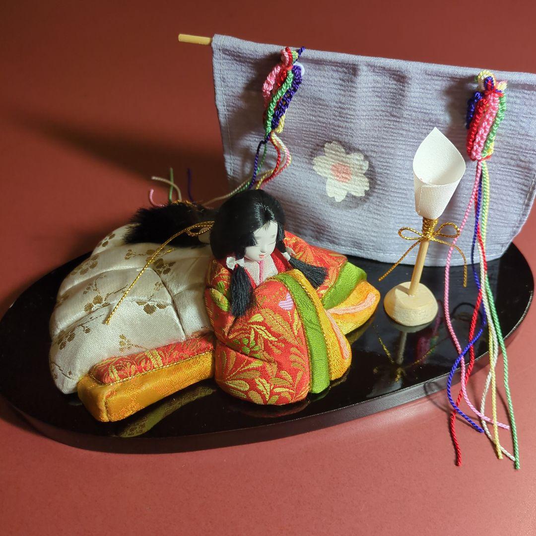 木目込み人形 平安絵巻姫几帳、燭台、飾り台付