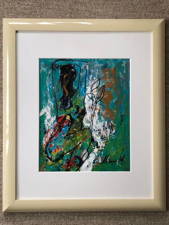 水彩画　「青色のデッサンの裸婦」