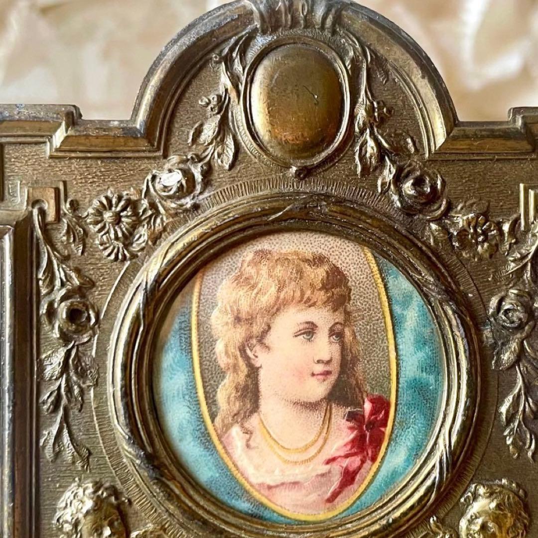 天使と花ガーランドのフレーム大小2個セット　フォト写真立て　フランスアンティーク