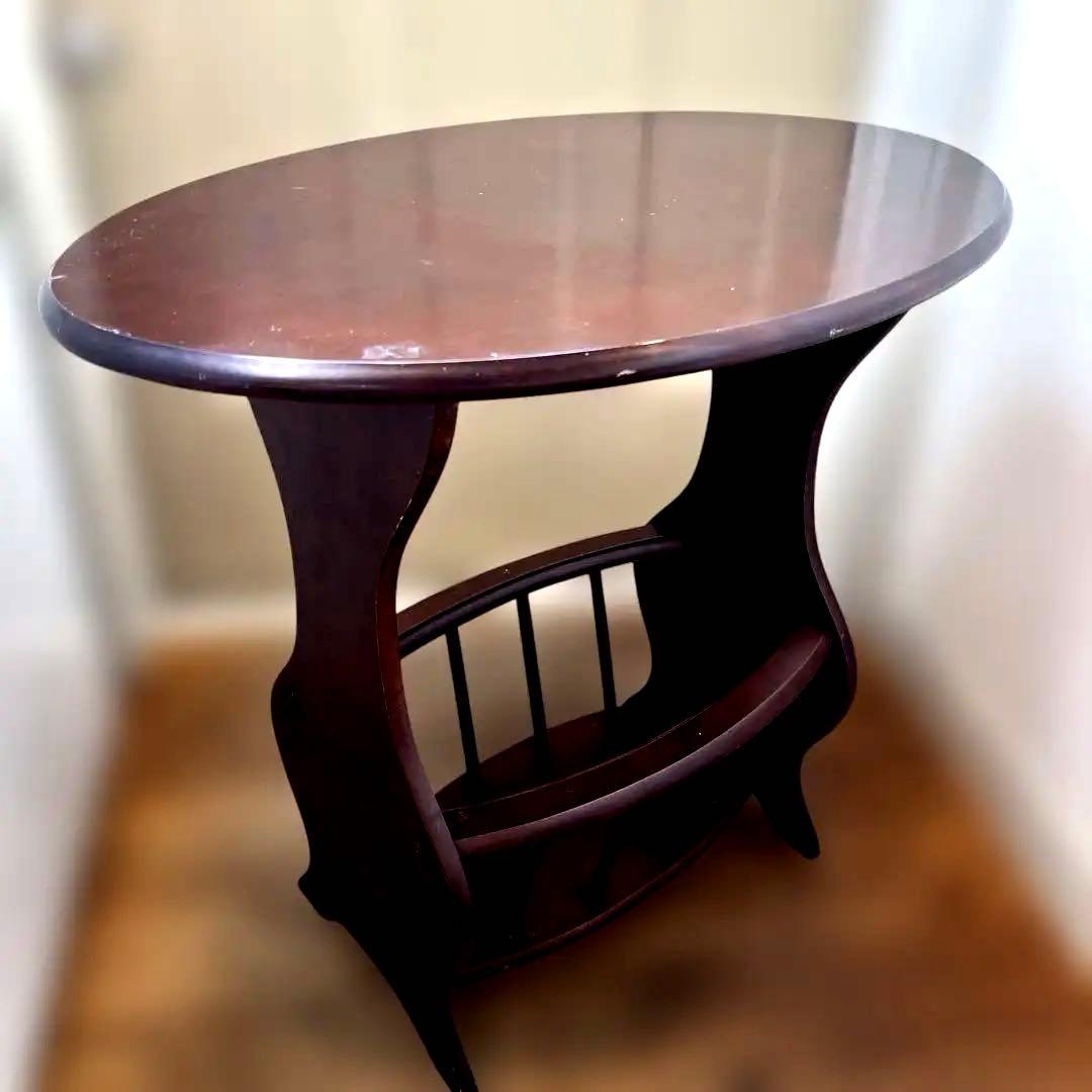 英国ビンテージダークブラウン楕円形サイドテーブル