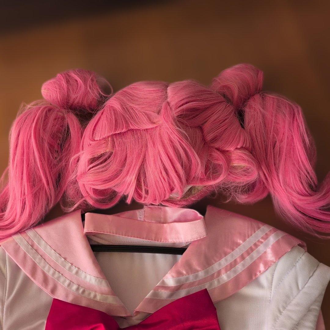 セーラームーン ちびうさ コスプレ☆ ウィッグ☆ステッキ☆シャチハタ 4点セット