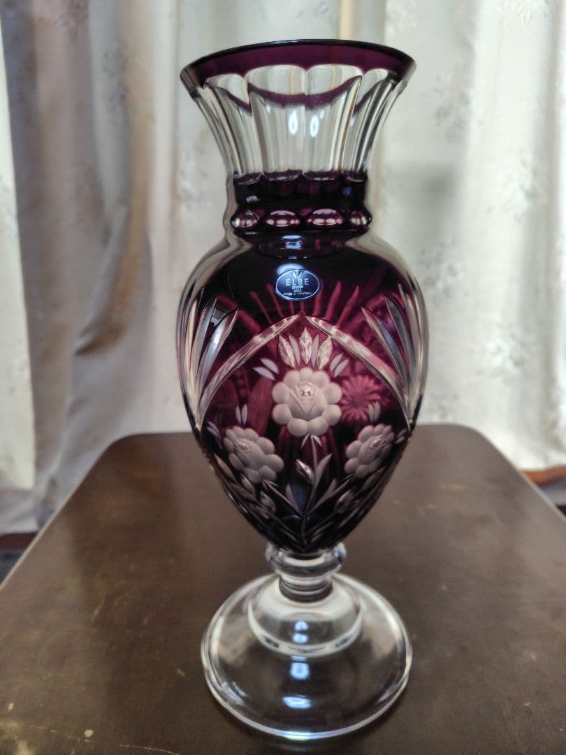 ELBE crystal 紫色花瓶 高さ約40cm