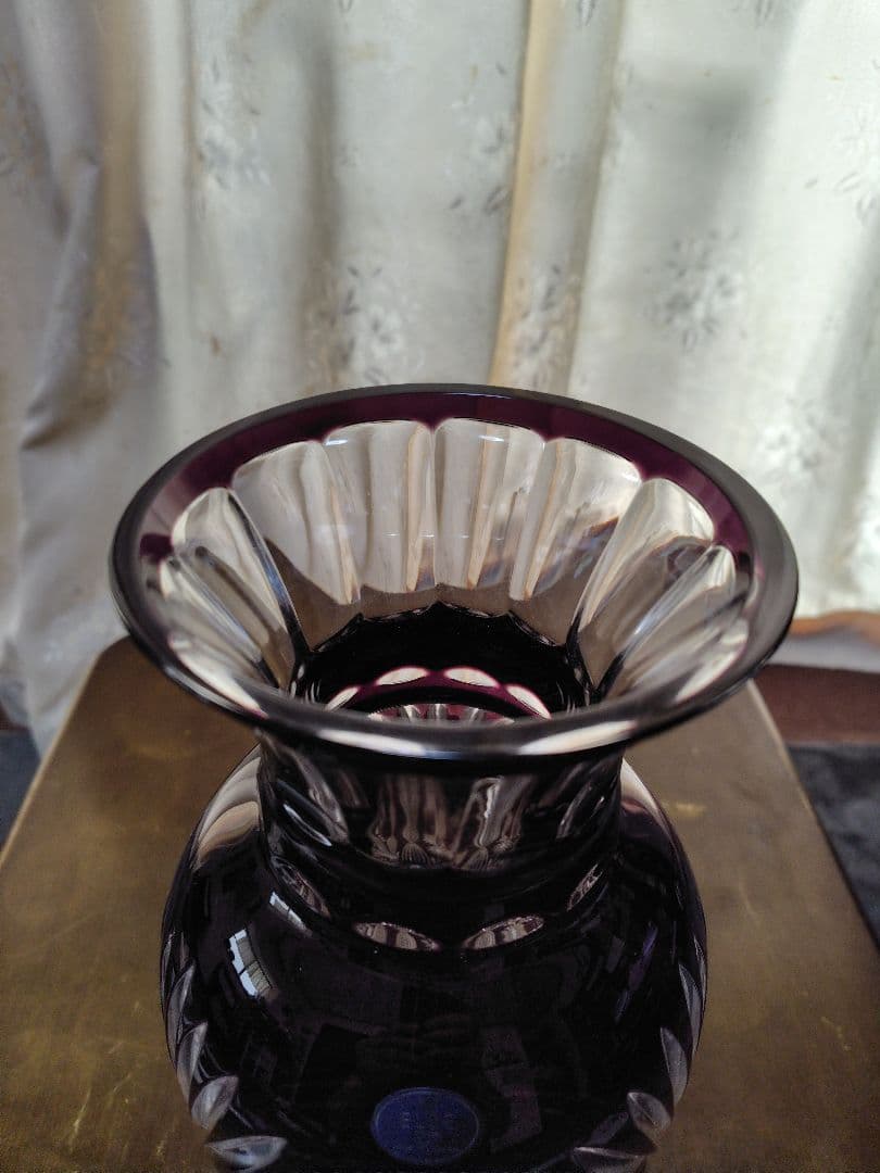 ELBE crystal 紫色花瓶 高さ約40cm