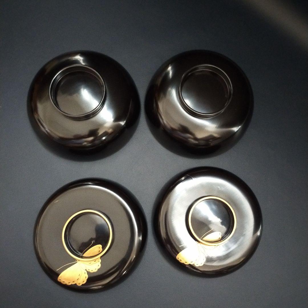 確認用　能登輪島塗 内総沈金 牡丹紋詰 吸物椀 茶道具 懐石 菓子椀 2客