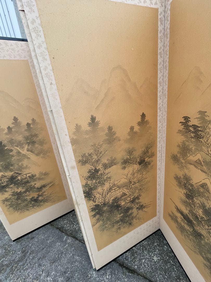 稀少/旧家/時代物/当時物/古美術/屏風/紙本/6曲/古民家/①