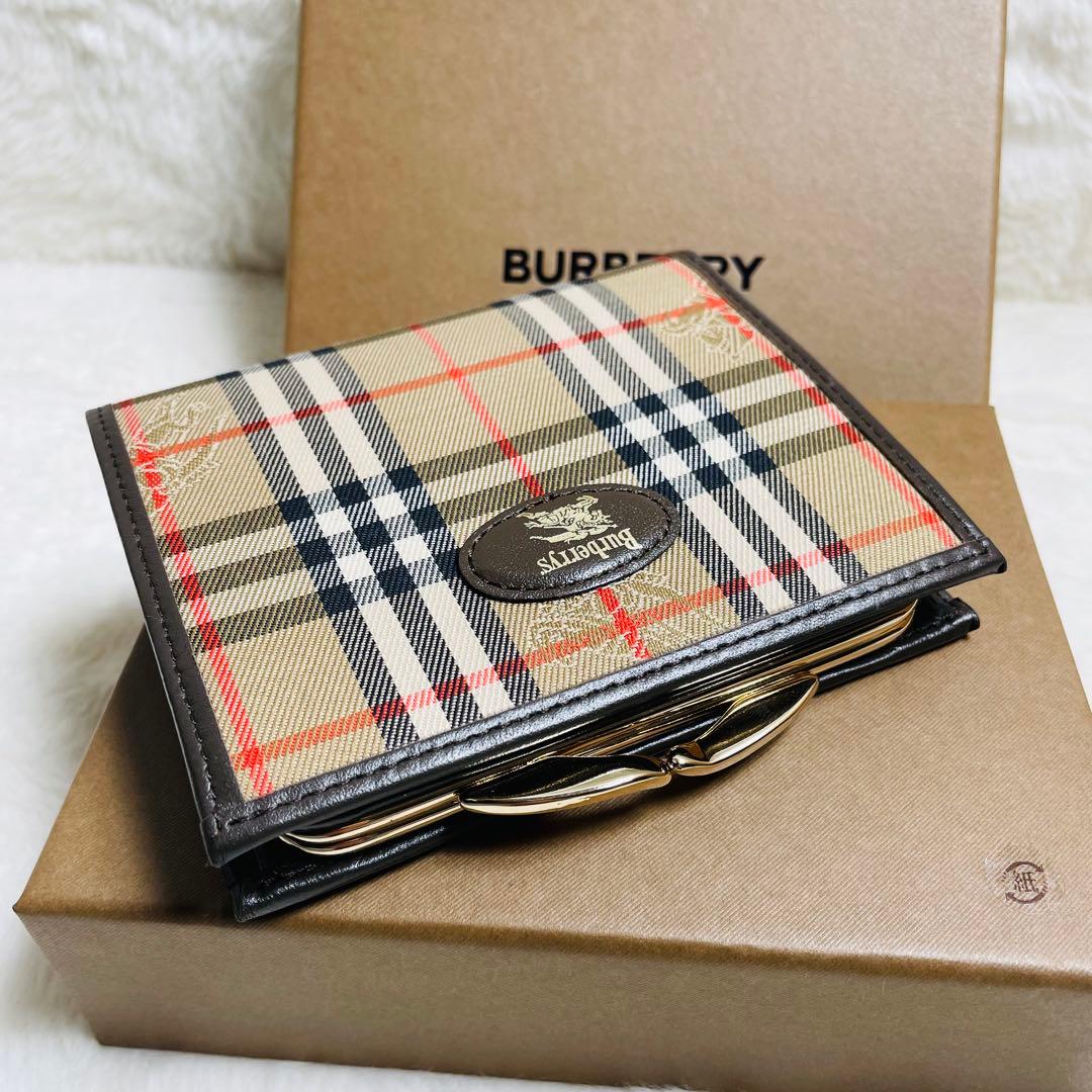 未使用級正規品BURBERRY LONDON 折り財布　がま口財布　ノバチェック