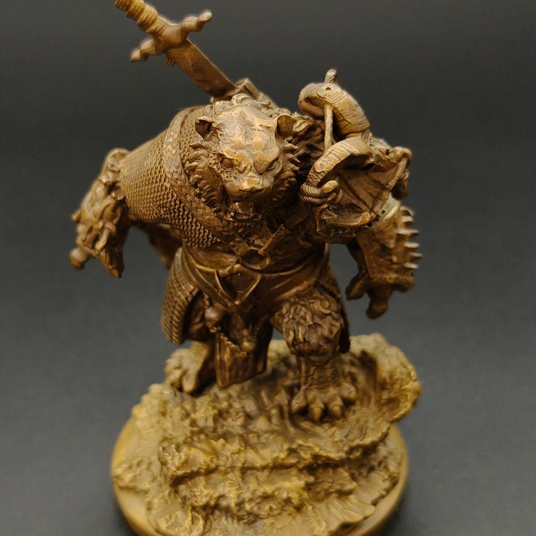 銅製置物　天干戦士　寅虎　巨剣戦士　金工品　銅製　インテリア置物