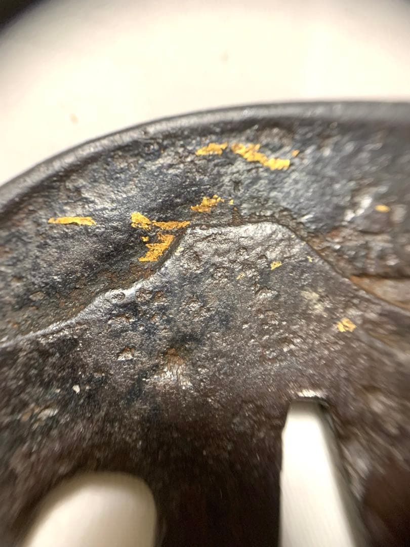 山と植物の金装飾 鍔(つば)