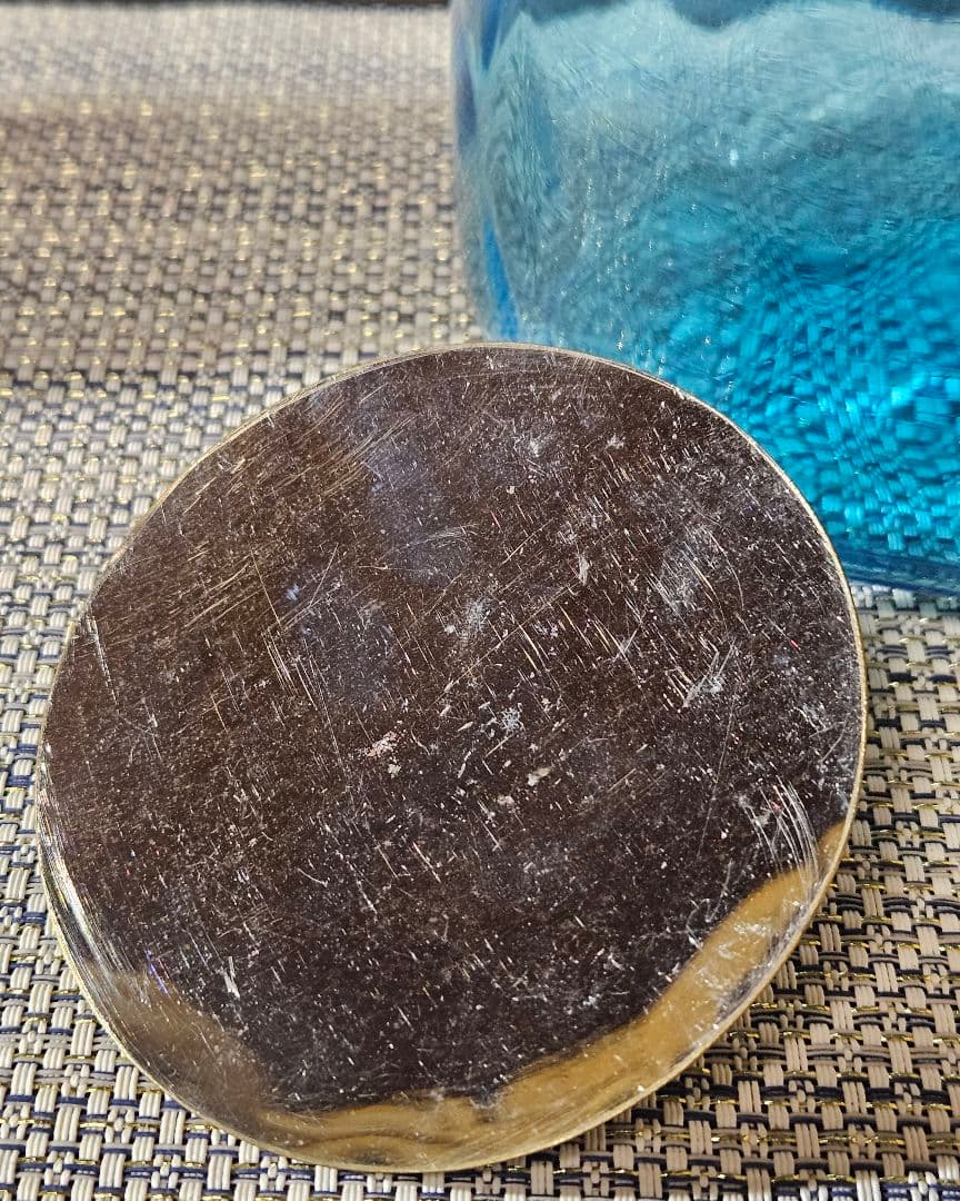 1800年代　欧州アンティーク　青被せ ダイヤ模様　ガラス瓶　キャンディポット