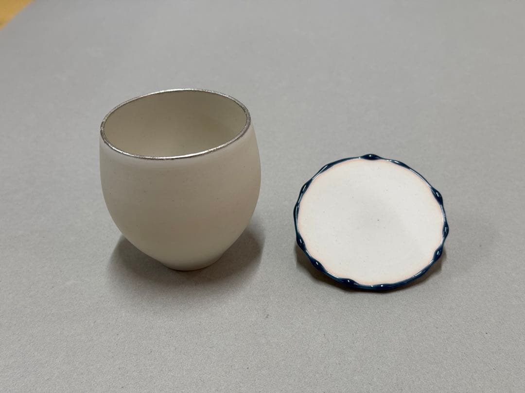 福本双紅 夜露 蓋器 茶器 現代陶芸 白磁