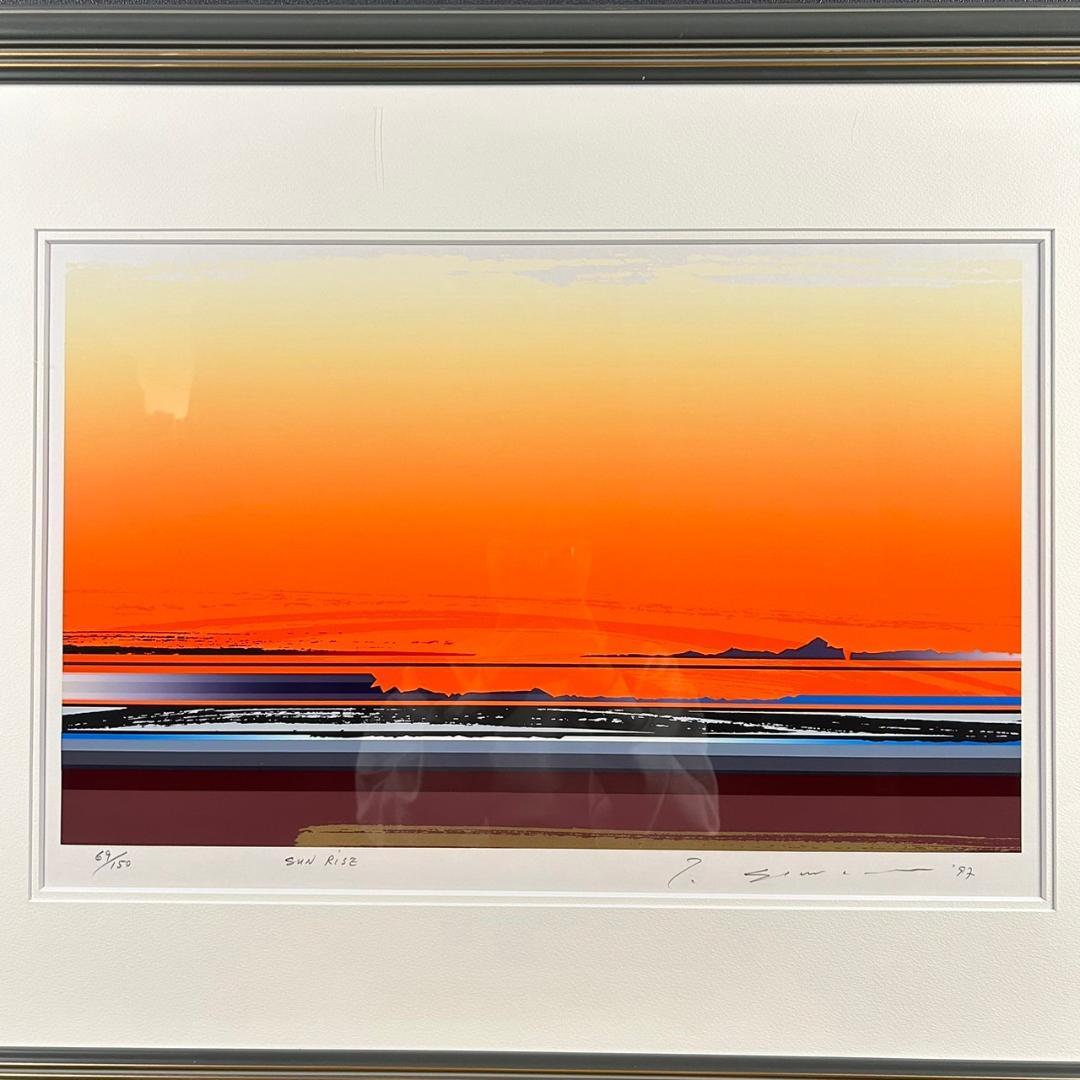 美品 沢田哲郎「Sun rise」シルクスクリーン 直筆サイン入り 額縁入り