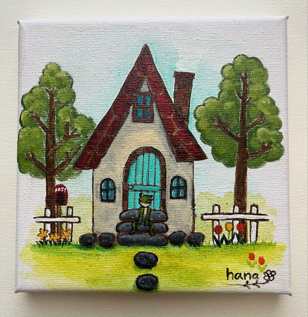 収穫【アクリル画】　絵画　絵　原画　キャンバス画　　抽象画　可愛い　カエル