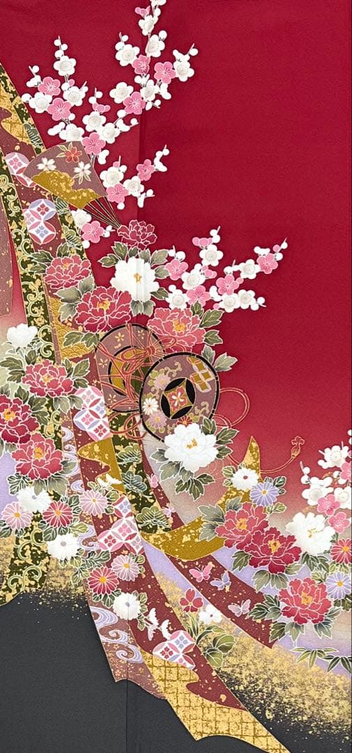 振り袖　フルセット　長襦袢付　赤　成人式　 金彩加工　650