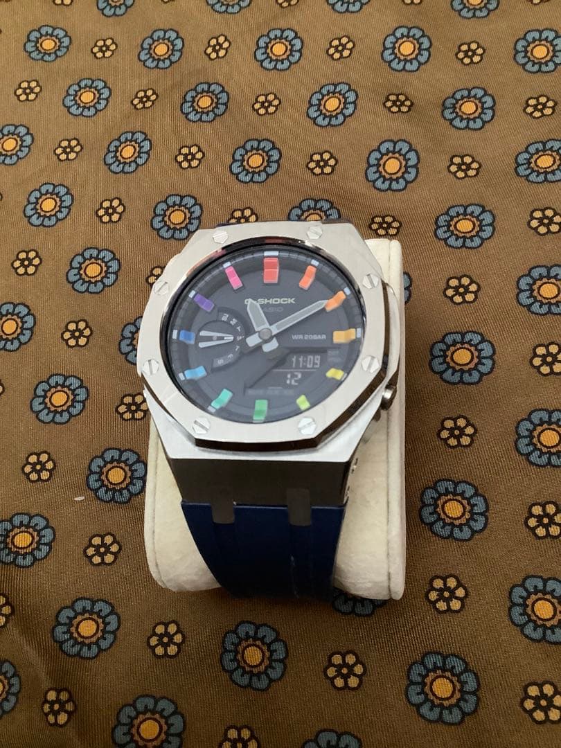 GA-2110本体付き ラバーベルトカスタム Gショック(レインボーインデックス