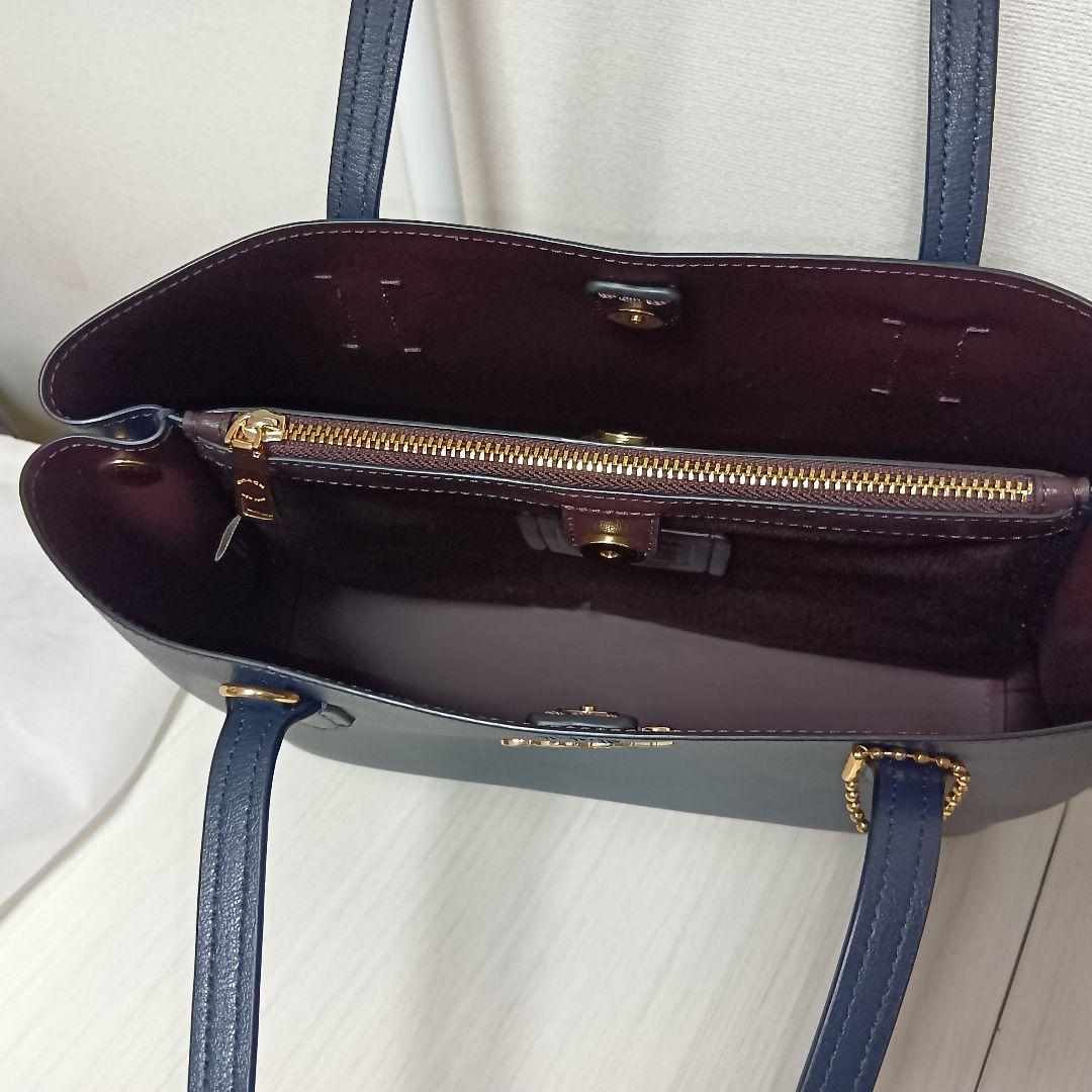 【美品】コーチ COACH レザートートバッグ　F73277 ネイビー