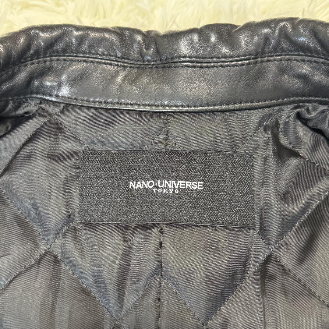 ナノユニバース 羊革ライダースジャケット シングル L キルティング 中綿