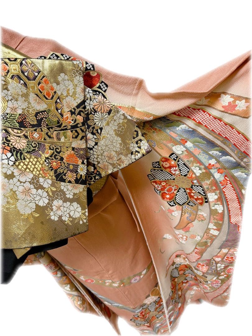 王道豪華古典柄　西陣織帯　正絹振袖フルセット　金彩　金刺繍　アースカラー