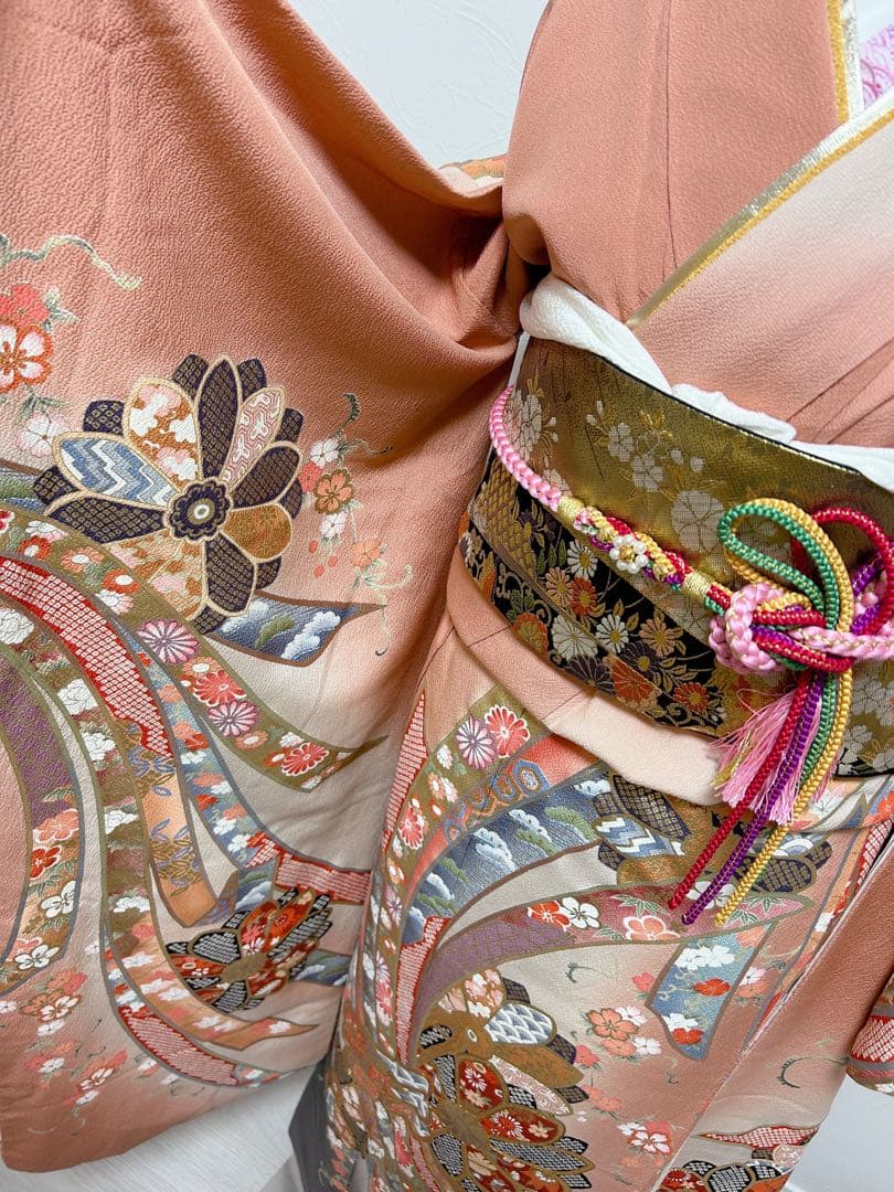 王道豪華古典柄　西陣織帯　正絹振袖フルセット　金彩　金刺繍　アースカラー