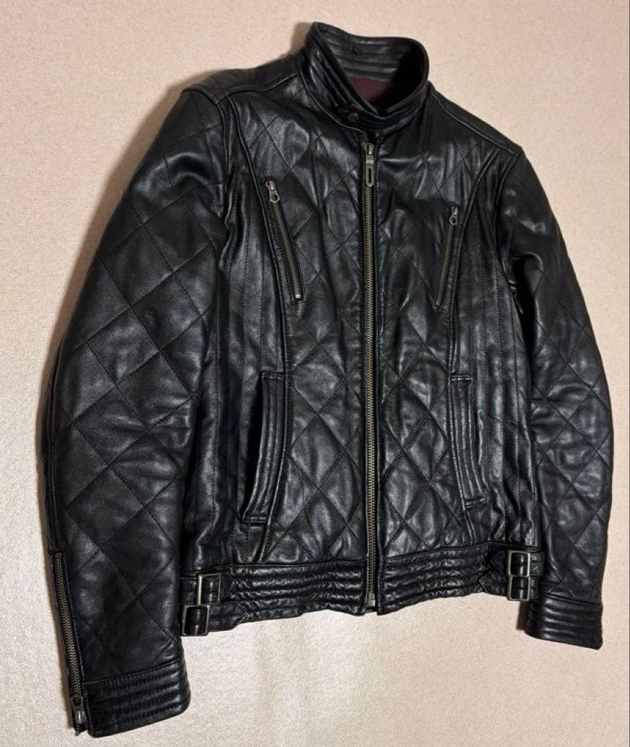 美品Men's Bigi Quilted Lamb Leather Jacket