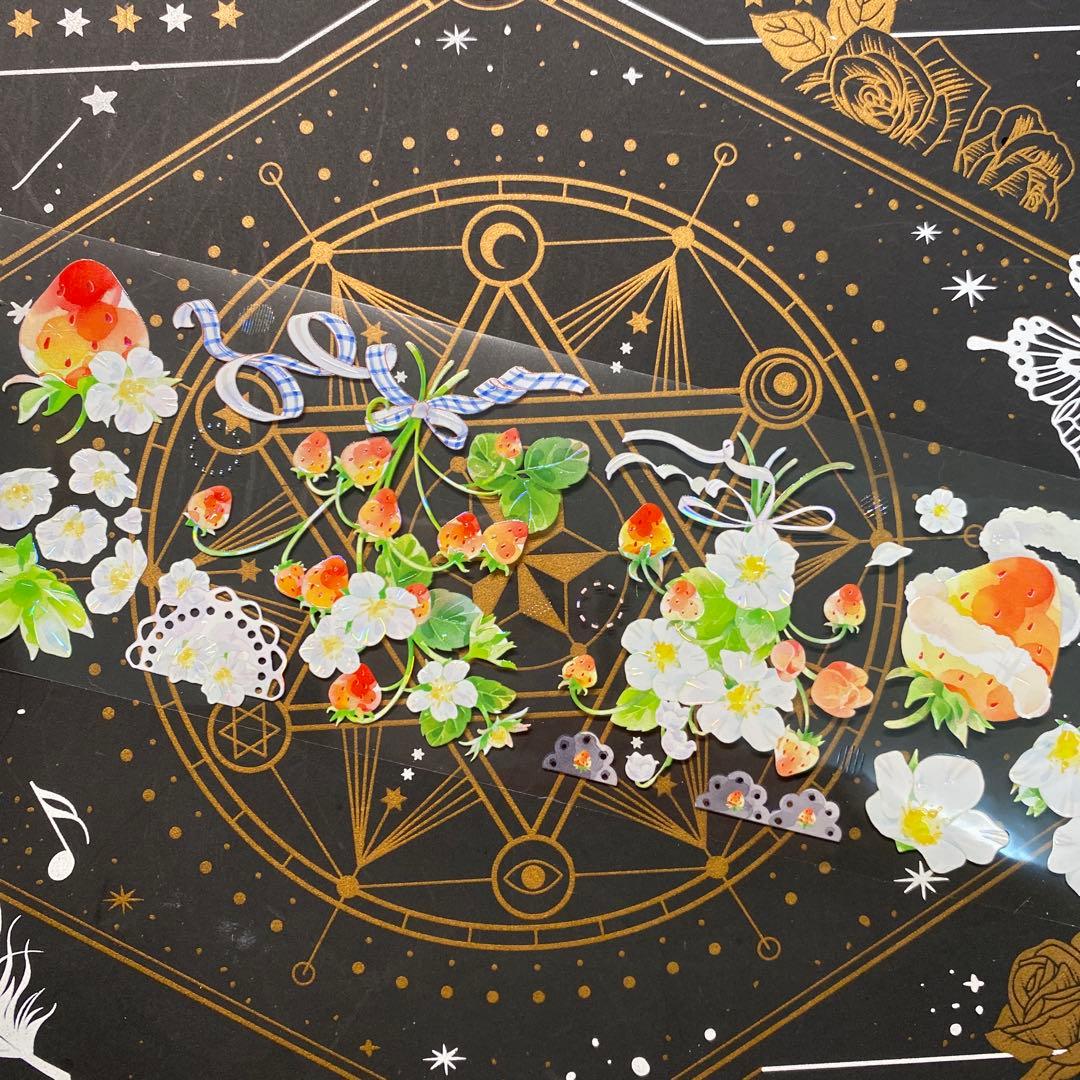 【9199】海外　マステ　中古巻　貝殻光マスキングテープ　苺　果物　お花　装飾系