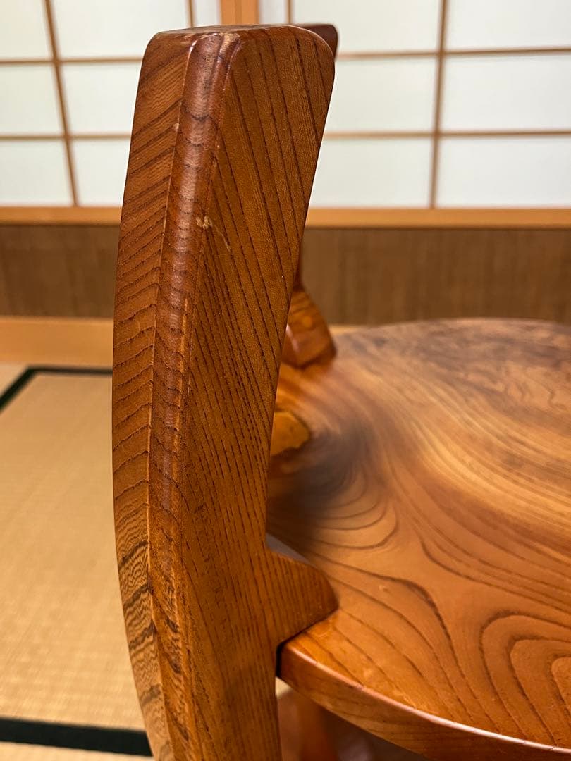 サイドテーブル　2段　丸型　曲木　天然木