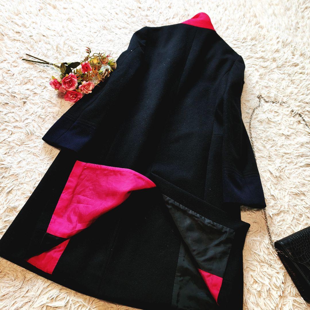 ポールスミス チェスターコート ダブルボタン ブラック バイカラー ウール 38