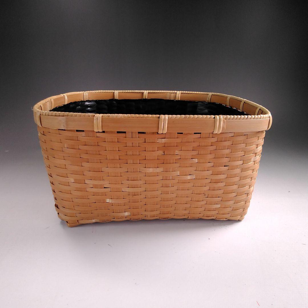 ア50 『島田竹宝斎』作　『松山篭　炭斗　共箱』竹籠　茶道具