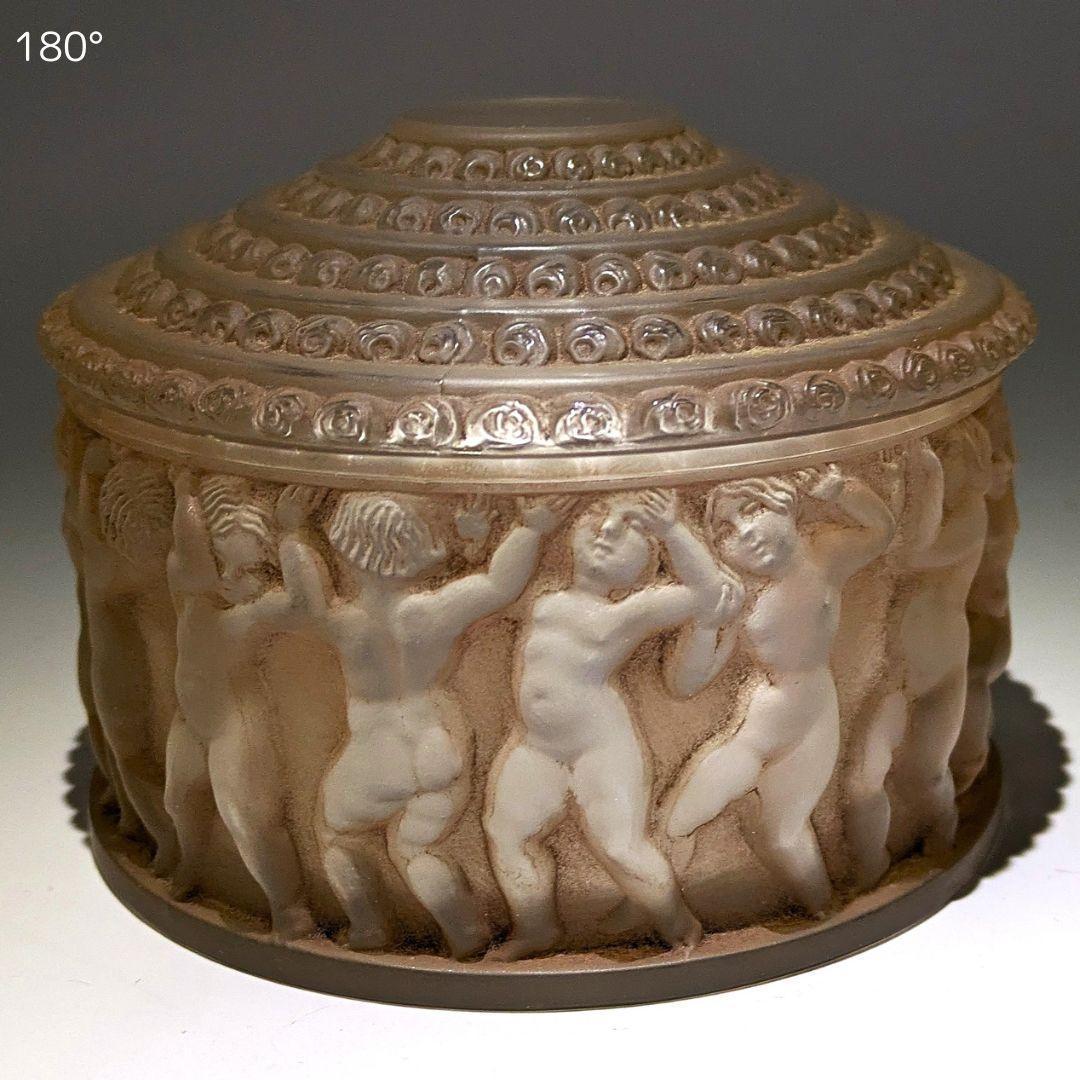 ★生命の神秘★ルネ ラリック アンファン希少な茶パチネ蓋物神秘の子供