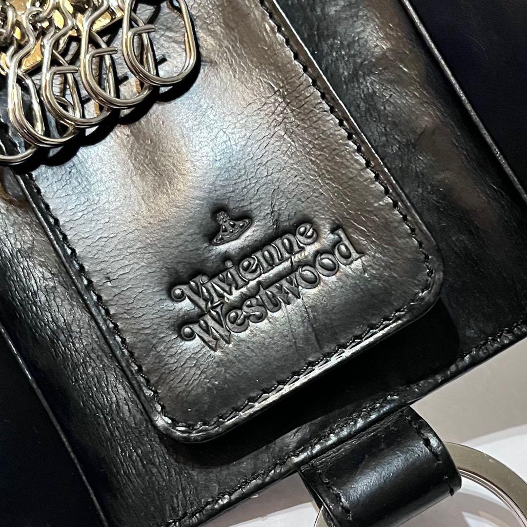 Vivienne Westwood オーブ 型押しレザー 5連キーケース 黒
