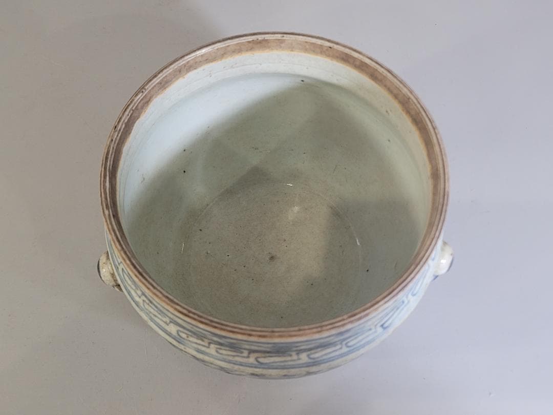 中国 染付 蓋壷 時代物 DT170