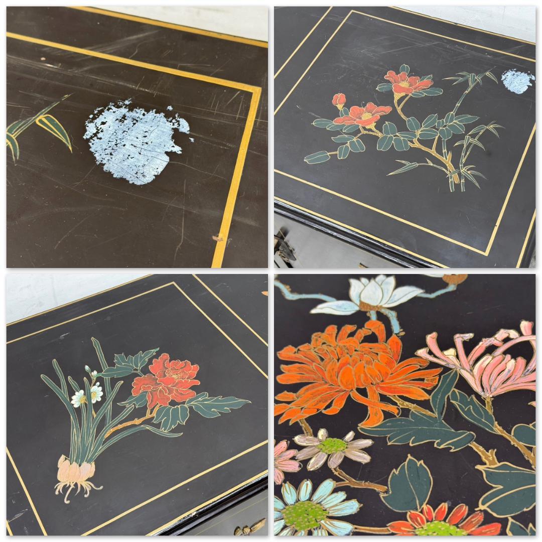 T1201☆サイドボード　アンティーク　石細工　彫刻　飾り棚　キャビネット