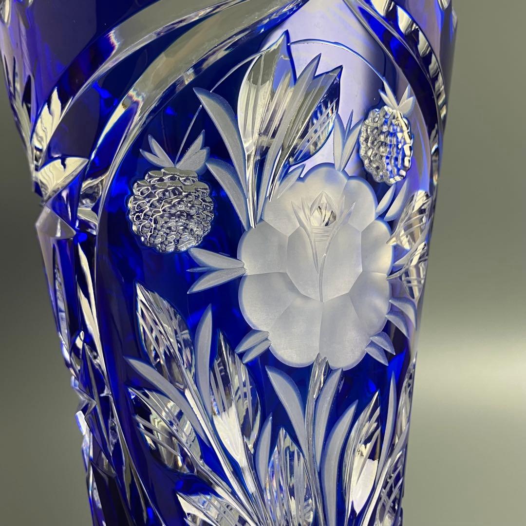 美品 ドレスデンクリスタル ガラス 花瓶 26cm フラワーベース ドイツ