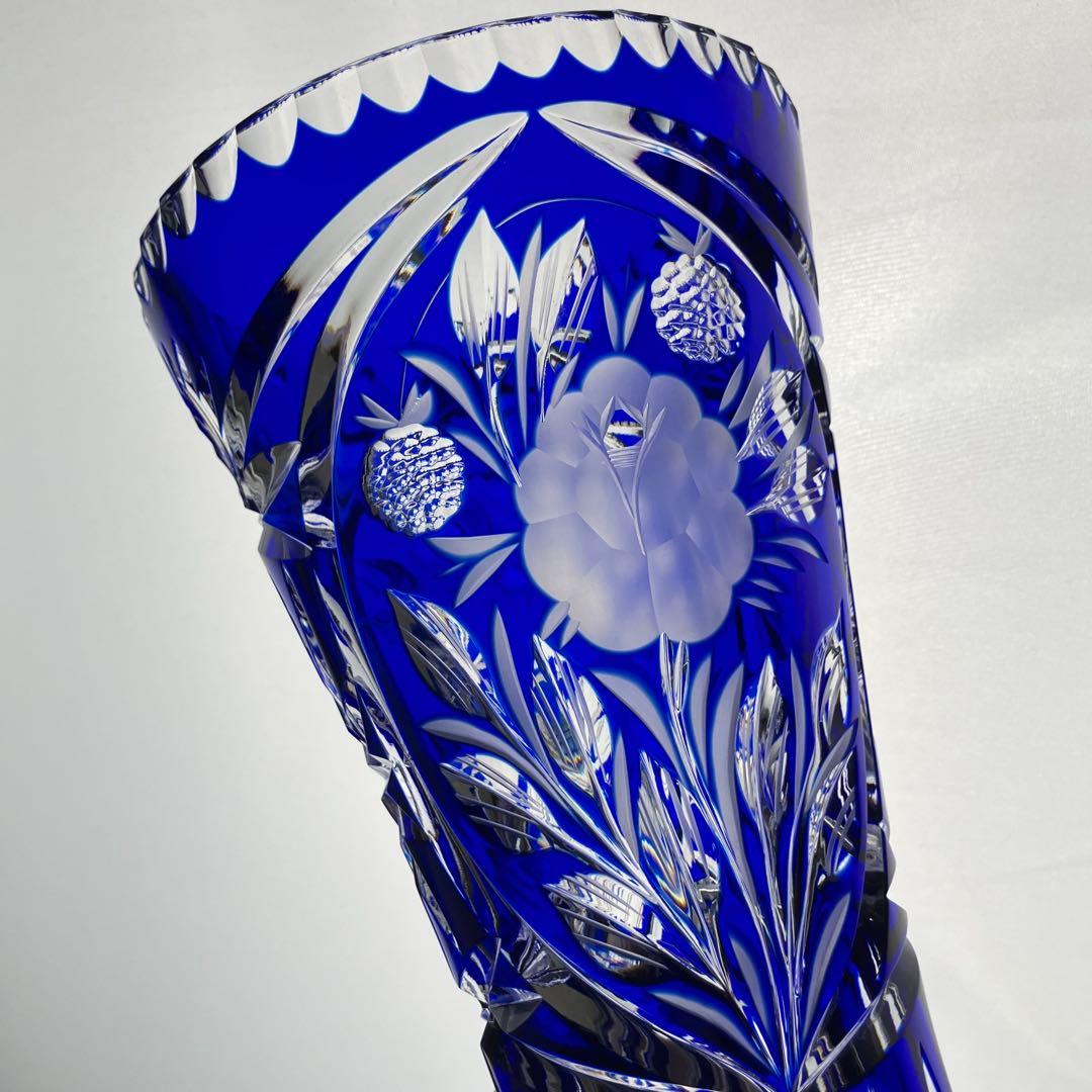 美品 ドレスデンクリスタル ガラス 花瓶 26cm フラワーベース ドイツ