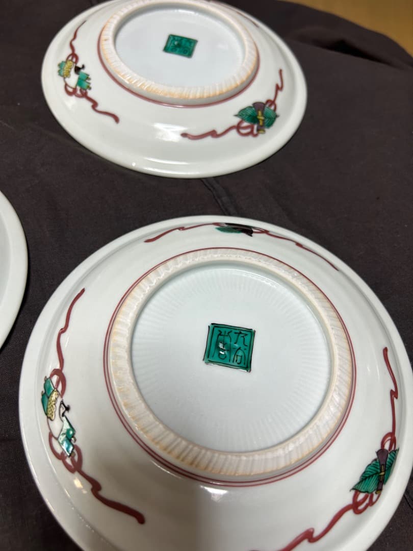 初代徳田八十吉　古九谷写絵変り中皿　5枚