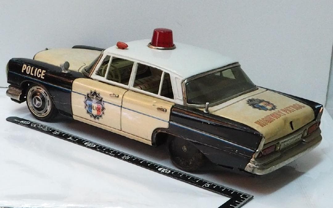 野村【 メルセデス ベンツ220S ポリスカー ホイル欠】ブリキTIN 動作不良