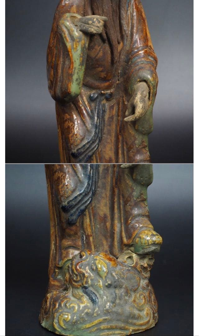 送料無料　中国清時代　石湾窯焼物　石湾人形　高さ25ｃｍ