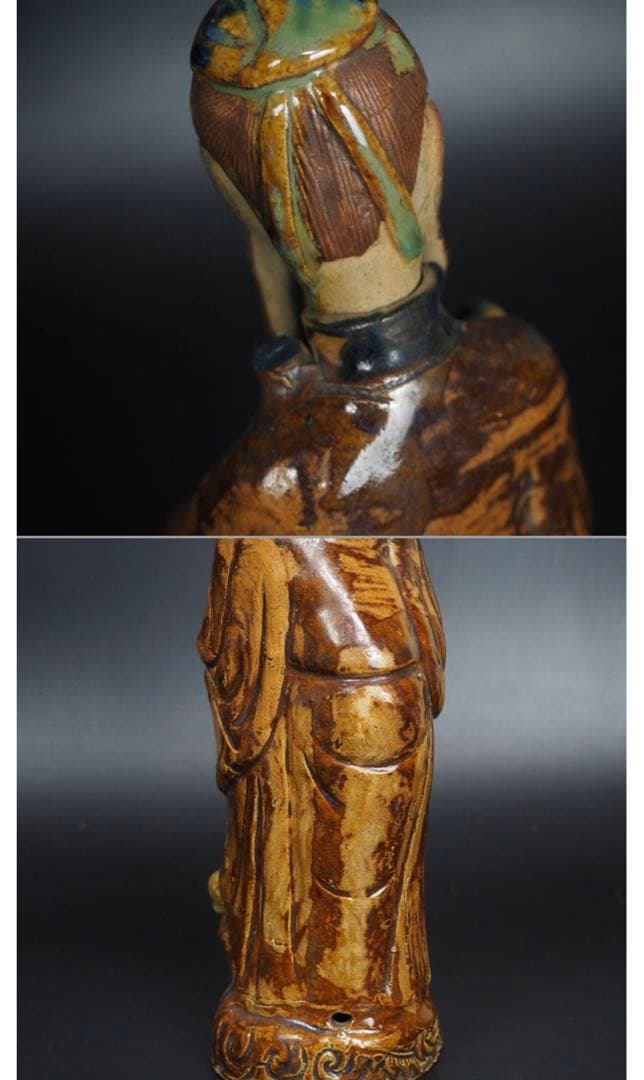 送料無料　中国清時代　石湾窯焼物　石湾人形　高さ25ｃｍ